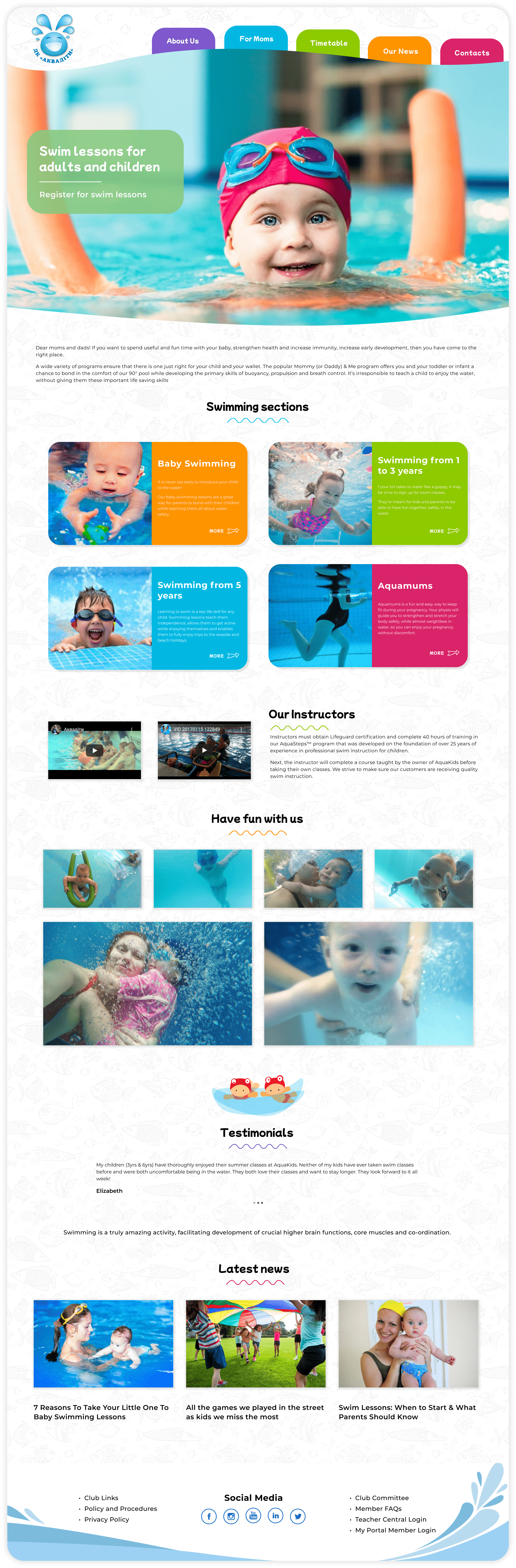 BUSINESS WEBSITE for Swimming Club